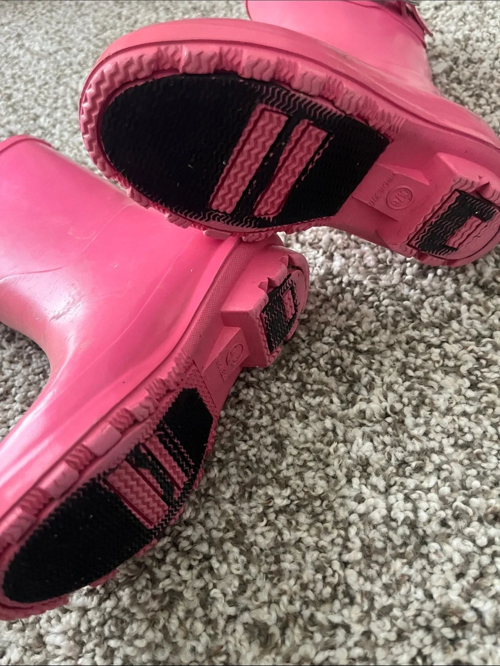 Girls Pink Rain Boots with Striped Lining